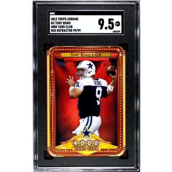 2013 SGC 9.5 Tony Romo Topps Chrome 4000 Yard Club Red Refractor 99/99 #3 - Picture 1 of 4